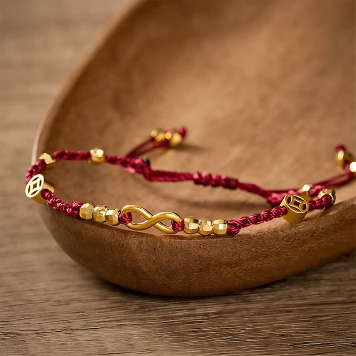 Buddha Stones Geflochtenes rotes Armband mit chinesischem Unendlichkeitssymbol - image 2