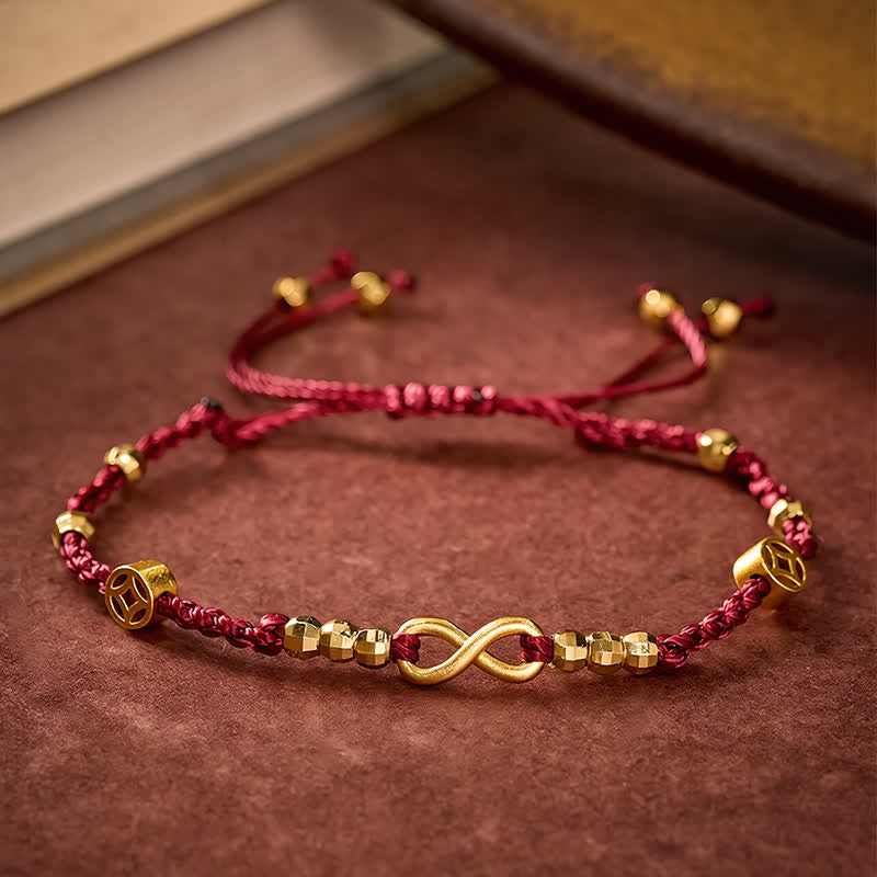 Buddha Stones Geflochtenes rotes Armband mit chinesischem Unendlichkeitssymbol - image 3