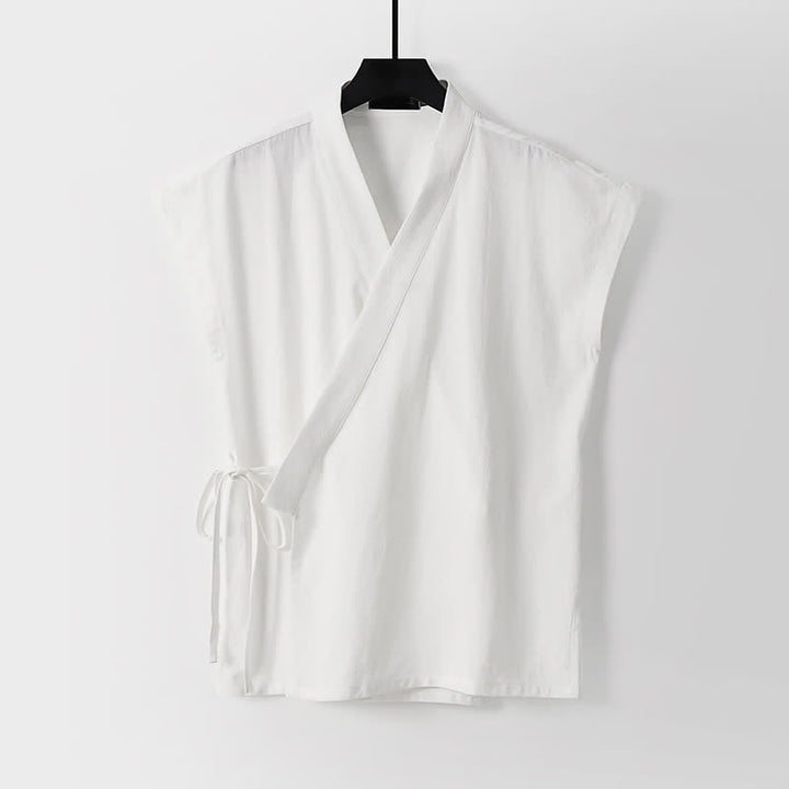 Buddha Stones 2-teiliges Sommer-Meditations-Set im Tang-Stil aus einfarbigem Baumwoll-Leinen-Meditationshemd und Shorts mit Kordelzug und Taschen - image 14