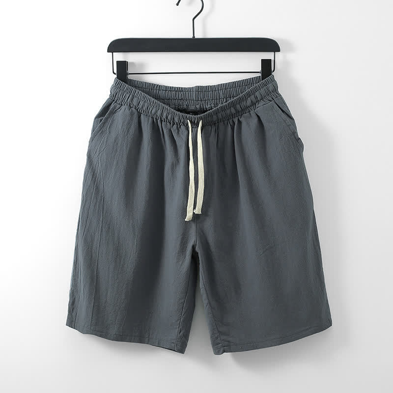 Buddha Stones 2-teiliges Sommer-Meditations-Set im Tang-Stil aus einfarbigem Baumwoll-Leinen-Meditationshemd und Shorts mit Kordelzug und Taschen - image 8