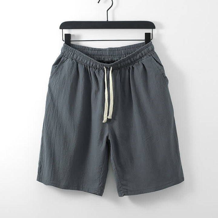 Buddha Stones 2-teiliges Sommer-Meditations-Set im Tang-Stil aus einfarbigem Baumwoll-Leinen-Meditationshemd und Shorts mit Kordelzug und Taschen - image 8