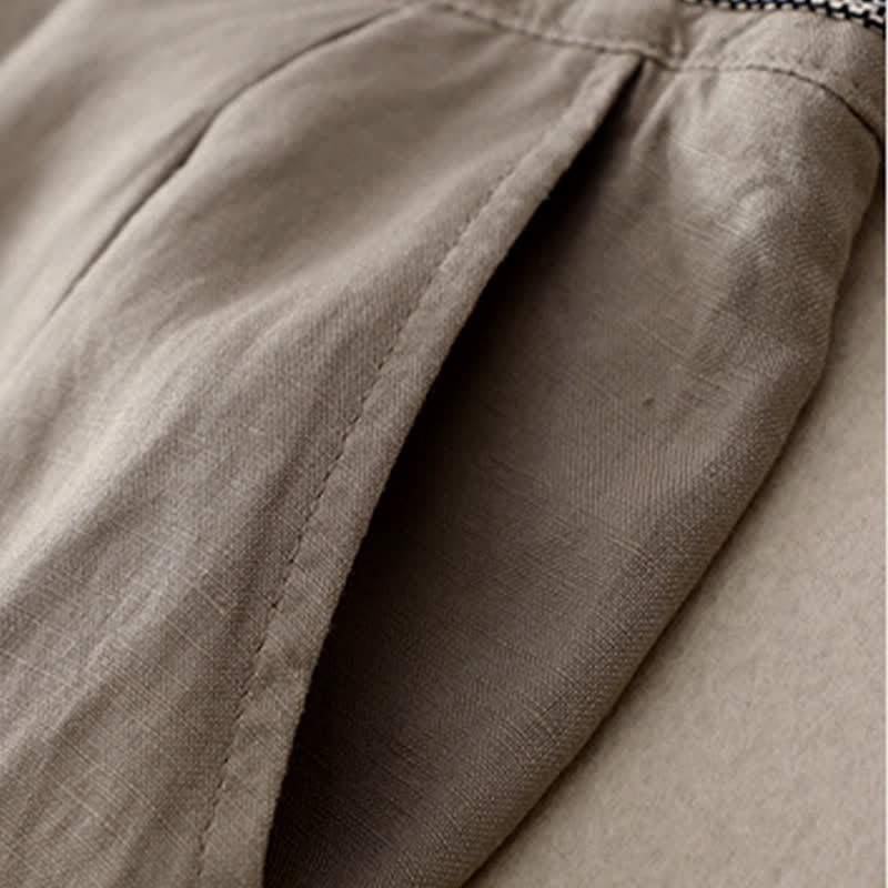 Buddha Stones Damenhose, einfarbig, mit Knopfleiste vorne, elastischem Rücken und Taschen - image 18
