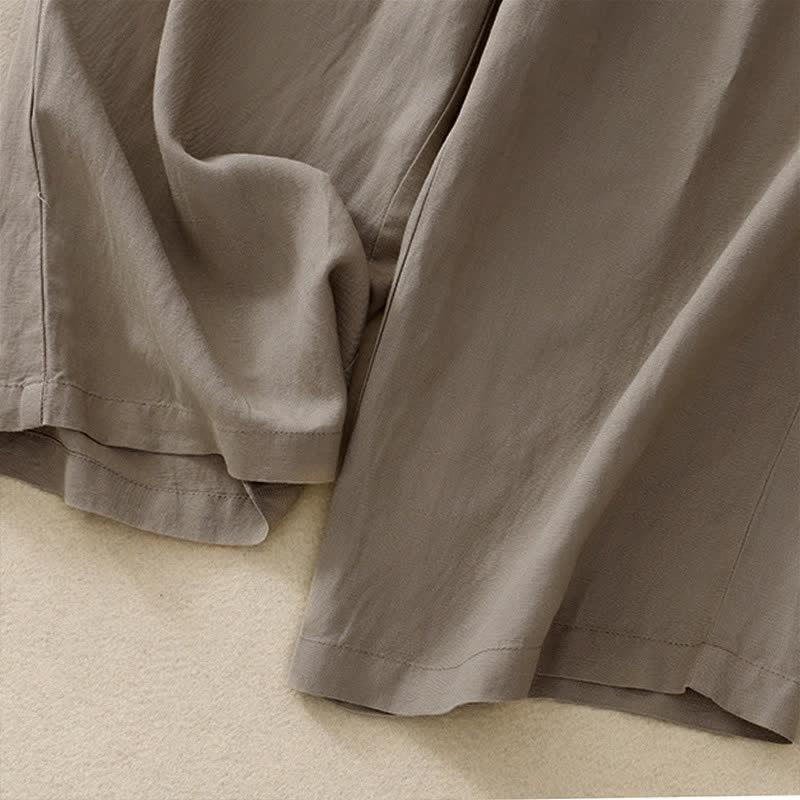 Buddha Stones Damenhose, einfarbig, mit Knopfleiste vorne, elastischem Rücken und Taschen - image 20