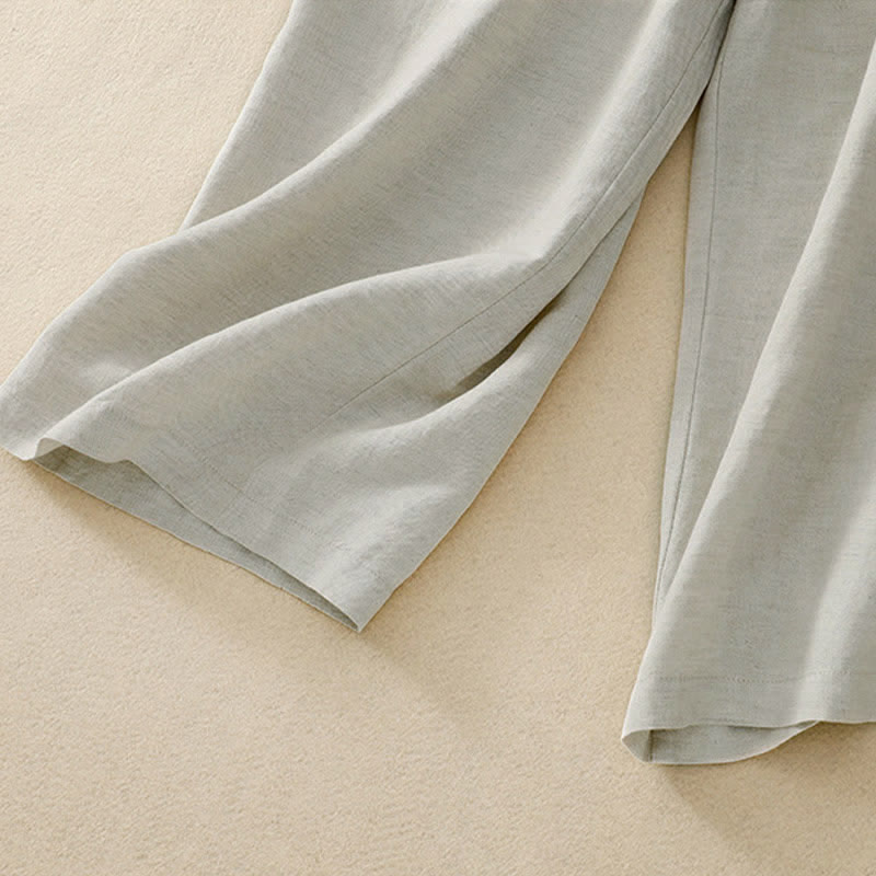 Buddha Stones Damenhose, einfarbig, mit Knopfleiste vorne, elastischem Rücken und Taschen - image 7