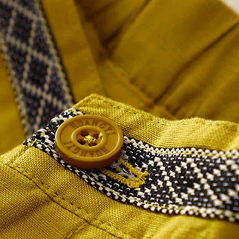 Buddha Stones Damenhose, einfarbig, mit Knopfleiste vorne, elastischem Rücken und Taschen - image 11
