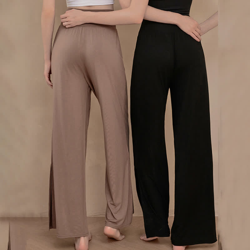 Buddha Stones Freizeithose für Damen, schlicht, mit hohem Bund, elastischem Bund und weitem Bein - image 15