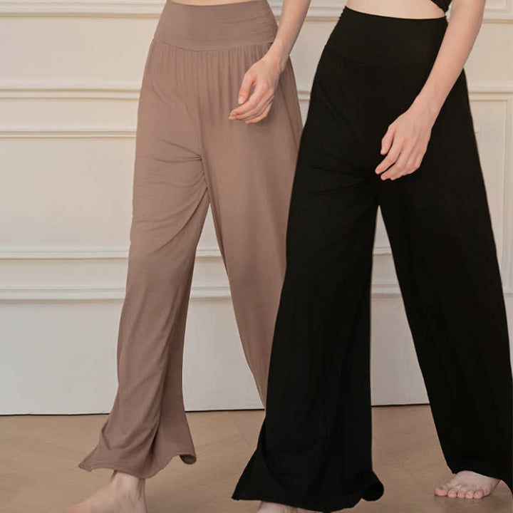 Buddha Stones Freizeithose für Damen, schlicht, mit hohem Bund, elastischem Bund und weitem Bein - image 14