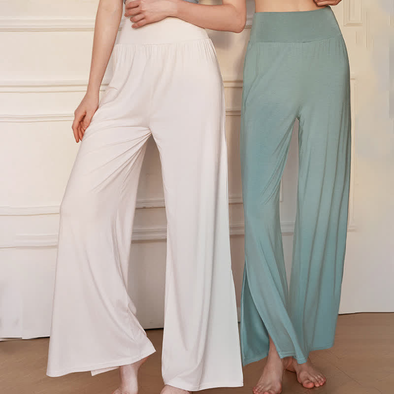 Buddha Stones Freizeithose für Damen, schlicht, mit hohem Bund, elastischem Bund und weitem Bein - image 11