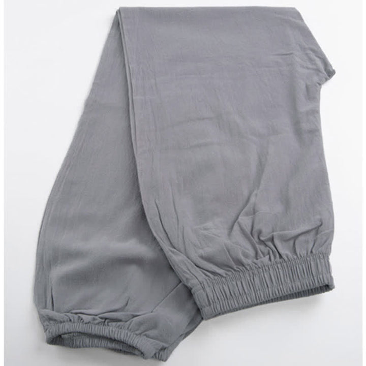 Buddha Stones Sommer-Unisex-Hose mit elastischem Bund und Taschen, einfarbig, für Tai Chi und Qigong - image 2