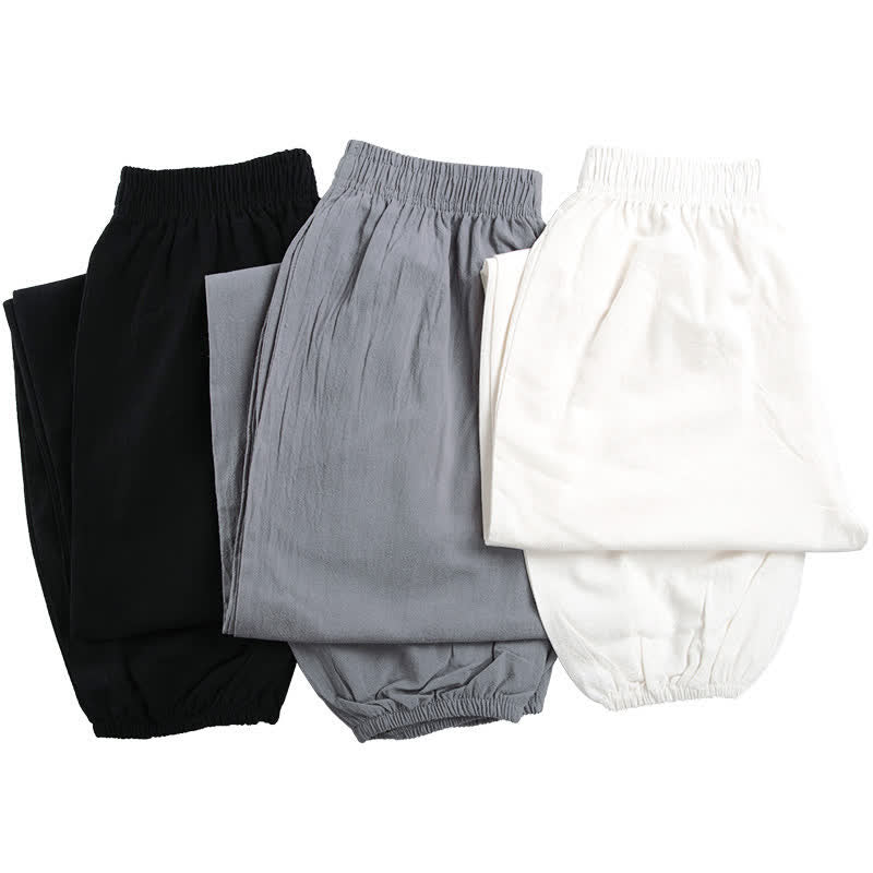 Buddha Stones Sommer-Unisex-Hose mit elastischem Bund und Taschen, einfarbig, für Tai Chi und Qigong - image 15