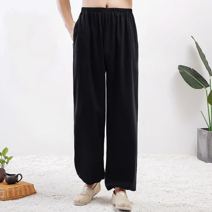 Buddha Stones Sommer-Unisex-Hose mit elastischem Bund und Taschen, einfarbig, für Tai Chi und Qigong - Schwarze Frau - US 8-10, UK/AU 12-14, EU 40-42 (2XL) - image 11
