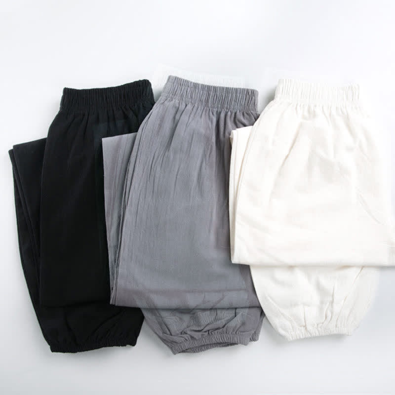 Buddha Stones Sommer-Unisex-Hose mit elastischem Bund und Taschen, einfarbig, für Tai Chi und Qigong - image 14