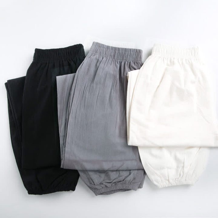 Buddha Stones Sommer-Unisex-Hose mit elastischem Bund und Taschen, einfarbig, für Tai Chi und Qigong - image 14