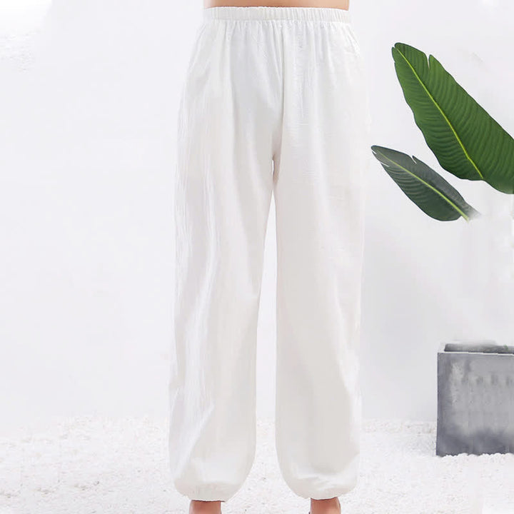 Buddha Stones Sommer-Unisex-Hose mit elastischem Bund und Taschen, einfarbig, für Tai Chi und Qigong - Weiße Frau - US 8-10, UK/AU 12-14, EU 40-42 (2XL) - image 3