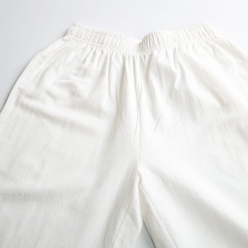 Buddha Stones Sommer-Unisex-Hose mit elastischem Bund und Taschen, einfarbig, für Tai Chi und Qigong - image 7