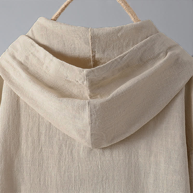 Buddha Stones Damen-Kapuzenpullover mit schlichtem Knopfdesign, langen Ärmeln und Taschen - image 5