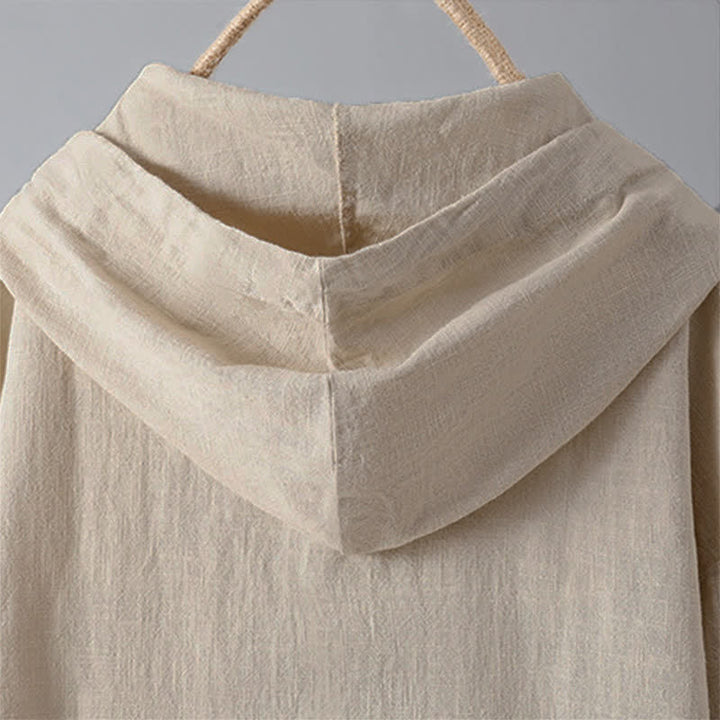 Buddha Stones Damen-Kapuzenpullover mit schlichtem Knopfdesign, langen Ärmeln und Taschen - image 5