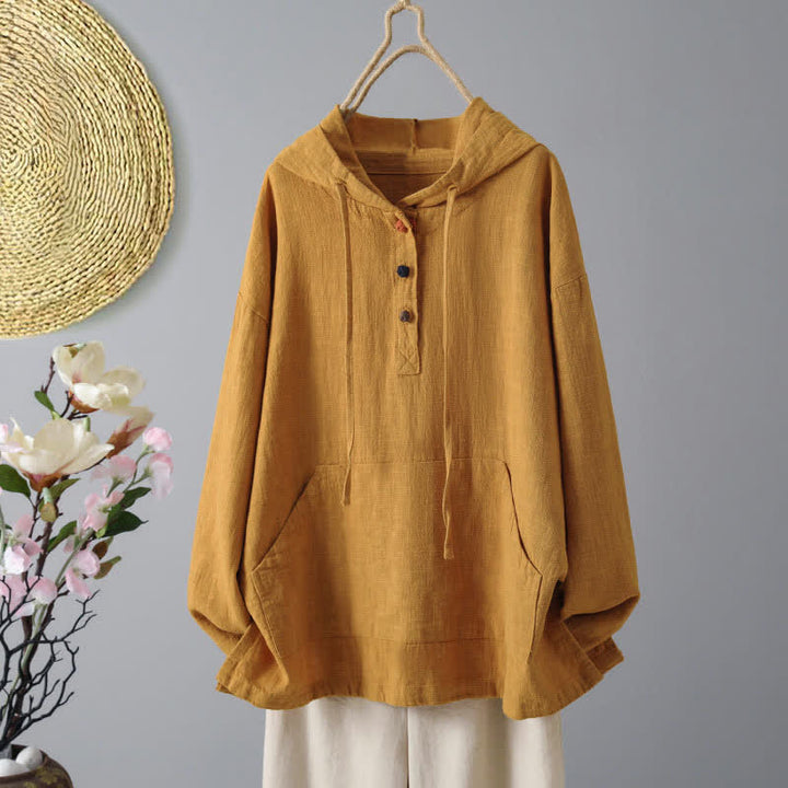 Buddha Stones Damen-Kapuzenpullover mit schlichtem Knopfdesign, langen Ärmeln und Taschen - Dunkelorange - US 8-10, UK/AU 12-14, EU 40-42 (2XL) - image 7