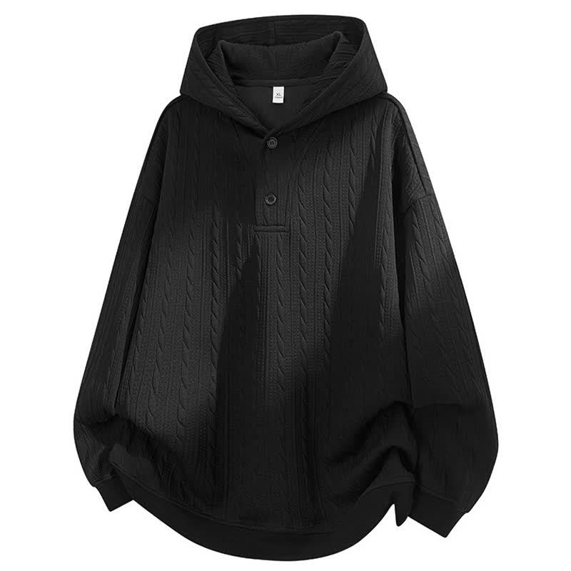 Buddha Stones ​​Herbst/Winter-Hoodie mit Knöpfen, gedrehtem Design und langen Ärmeln für Herren - image 9