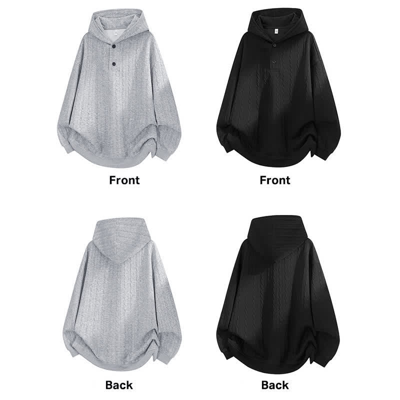Buddha Stones ​​Herbst/Winter-Hoodie mit Knöpfen, gedrehtem Design und langen Ärmeln für Herren - image 15