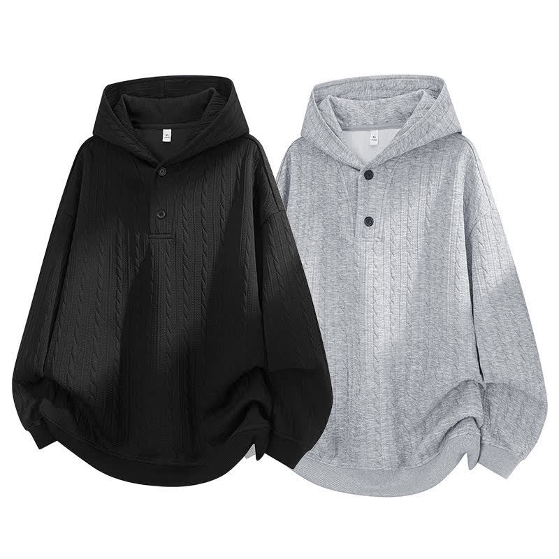 Buddha Stones ​​Herbst/Winter-Hoodie mit Knöpfen, gedrehtem Design und langen Ärmeln für Herren - image 14