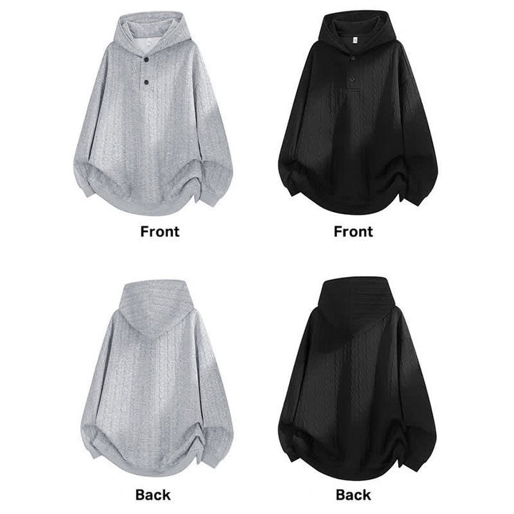 Buddha Stones ​​Herbst/Winter-Hoodie mit Knöpfen, gedrehtem Design und langen Ärmeln für Herren - image 15