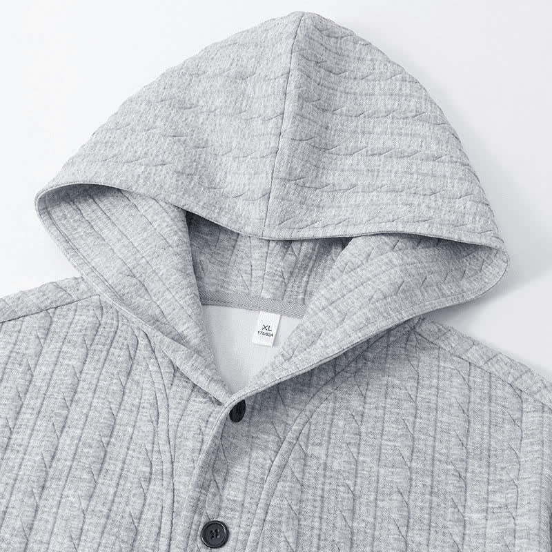 Buddha Stones ​​Herbst/Winter-Hoodie mit Knöpfen, gedrehtem Design und langen Ärmeln für Herren - image 2