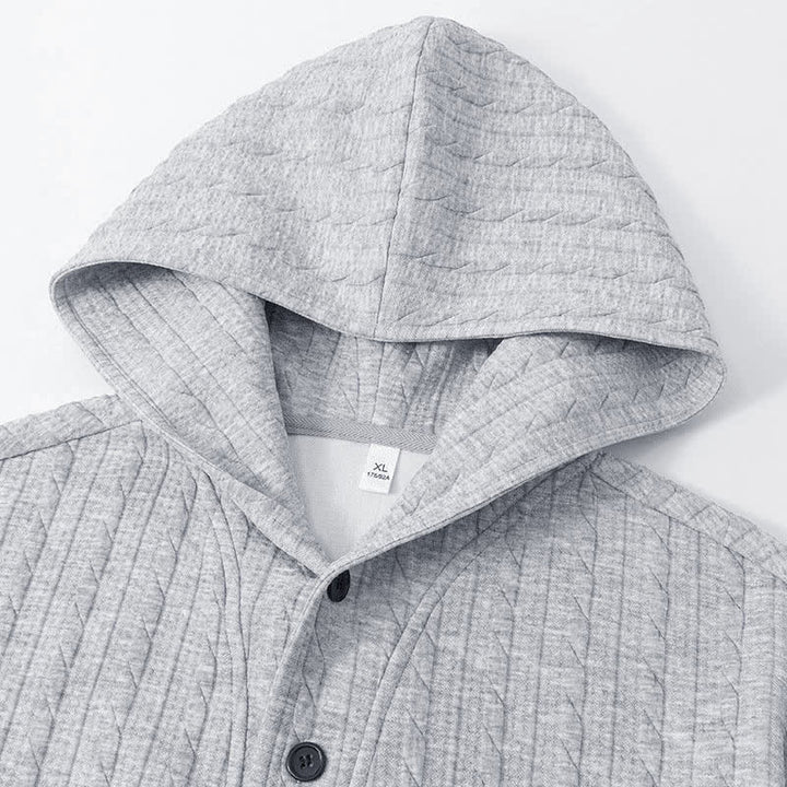 Buddha Stones ​​Herbst/Winter-Hoodie mit Knöpfen, gedrehtem Design und langen Ärmeln für Herren - image 2