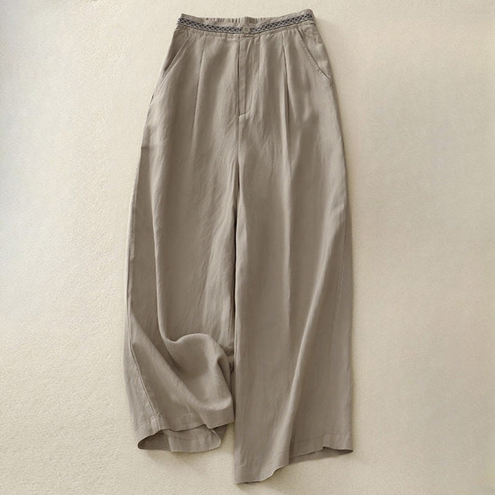 Buddha Stones Sommer Einfarbige 7-8 Länge Damen Weite Bein Cropped Hose mit Taschen Reißverschluss - Bräunen - US8-10, UK/AU12-14, EU40-42 (2XL) - image 11