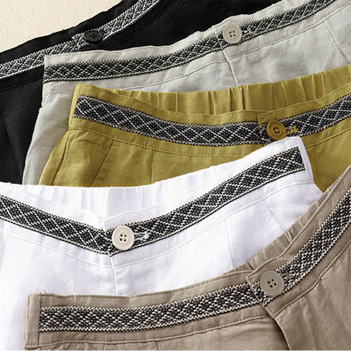 Buddha Stones Sommer Einfarbige 7-8 Länge Damen Weite Bein Cropped Hose mit Taschen Reißverschluss - image 23