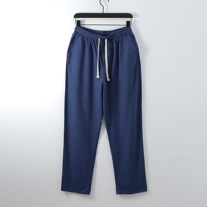 Buddha Stones Herrenhose aus Baumwoll-Leinen-Mischgewebe, einfarbig, lässig und locker geschnitten, mit Taschen - Königsblau - US/UK/AU54, EU64 (9XL) - image 8