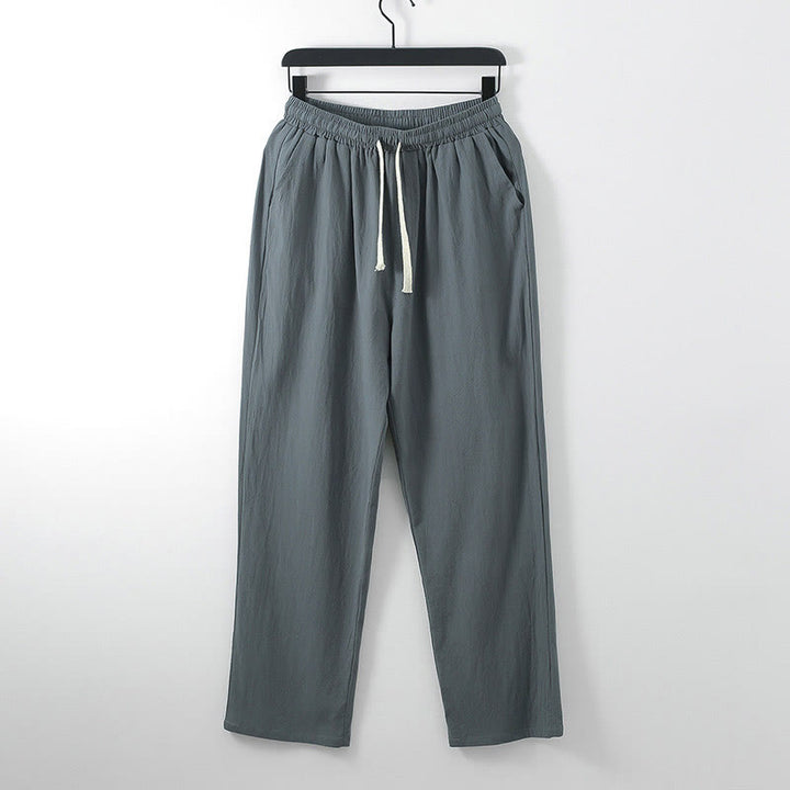 Buddha Stones Herrenhose aus Baumwoll-Leinen-Mischgewebe, einfarbig, lässig und locker geschnitten, mit Taschen - DimGray - US/UK/AU54, EU64 (9XL) - image 0