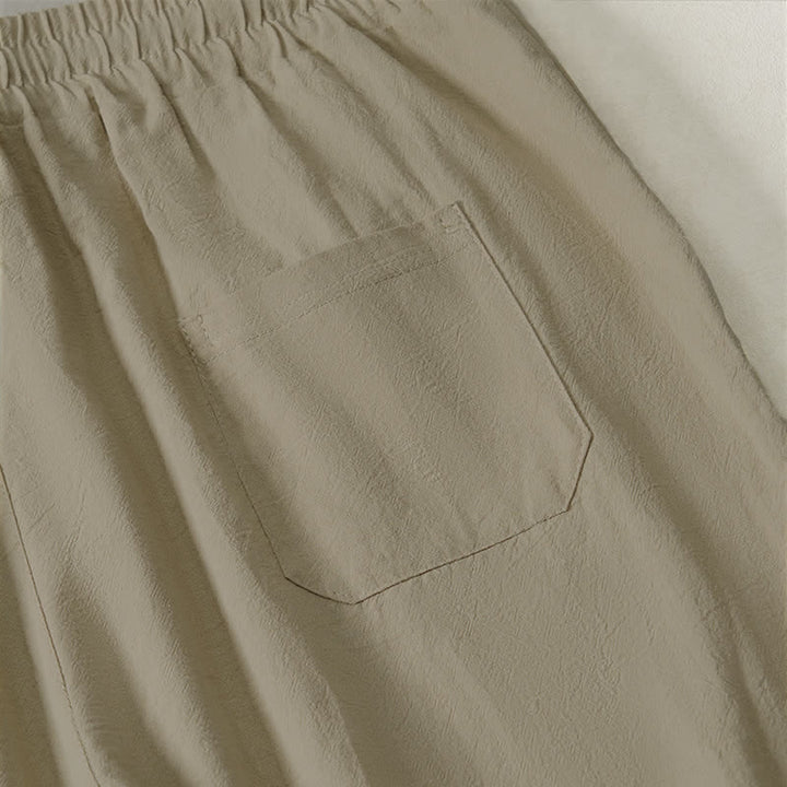 Buddha Stones Lässige, minimalistische Caprihose für Herren mit Kordelzug, geradem Bein und Tasche - image 5