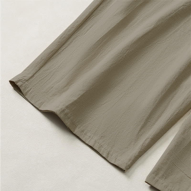 Buddha Stones Lässige, minimalistische Caprihose für Herren mit Kordelzug, geradem Bein und Tasche - image 6