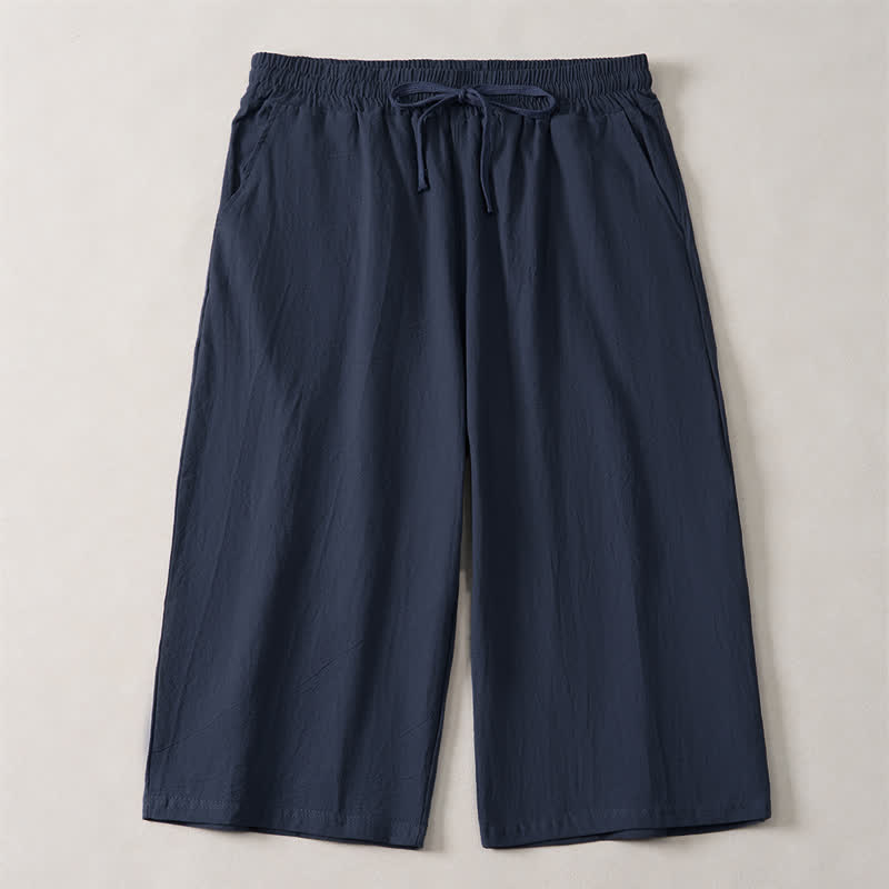 Buddha Stones Lässige, minimalistische Caprihose für Herren mit Kordelzug, geradem Bein und Tasche - Mitternachtsblau - US/UK/AU44, EU54 (3XL) - image 8