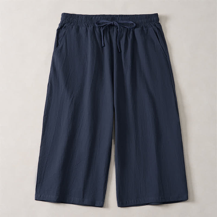 Buddha Stones Lässige, minimalistische Caprihose für Herren mit Kordelzug, geradem Bein und Tasche - Mitternachtsblau - US/UK/AU44, EU54 (3XL) - image 8