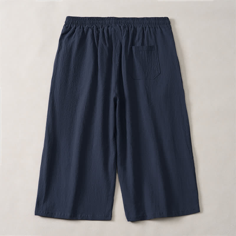 Buddha Stones Lässige, minimalistische Caprihose für Herren mit Kordelzug, geradem Bein und Tasche - image 9
