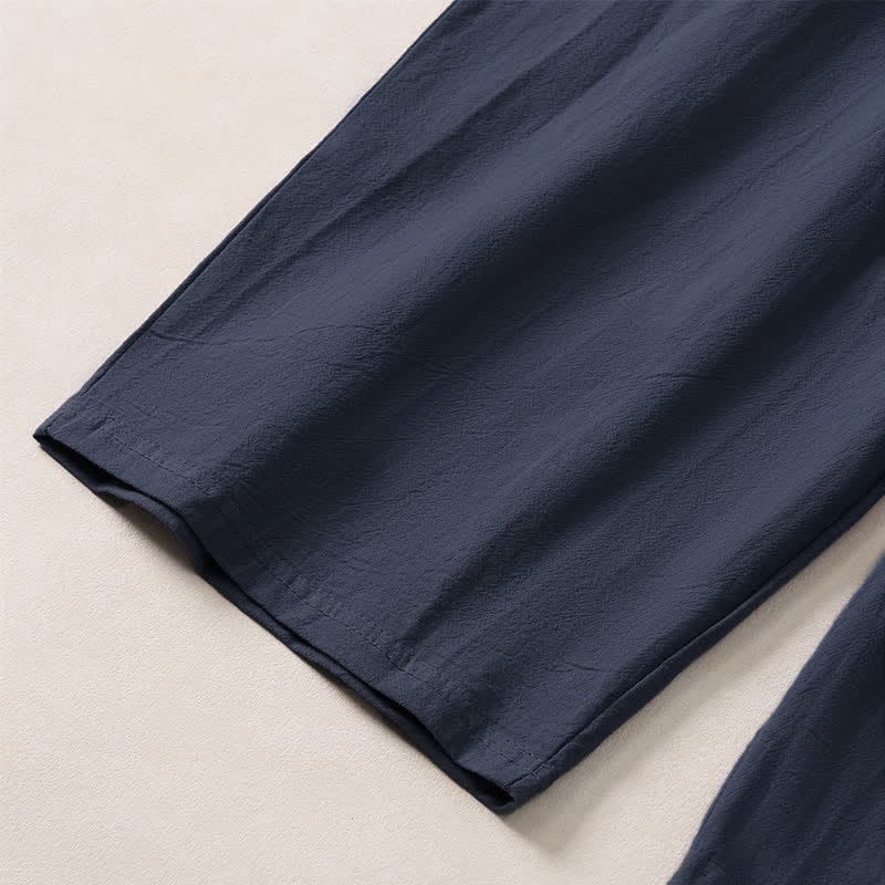 Buddha Stones Lässige, minimalistische Caprihose für Herren mit Kordelzug, geradem Bein und Tasche - image 14