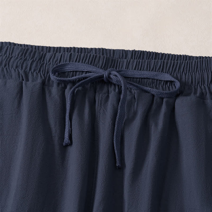 Buddha Stones Lässige, minimalistische Caprihose für Herren mit Kordelzug, geradem Bein und Tasche - image 11