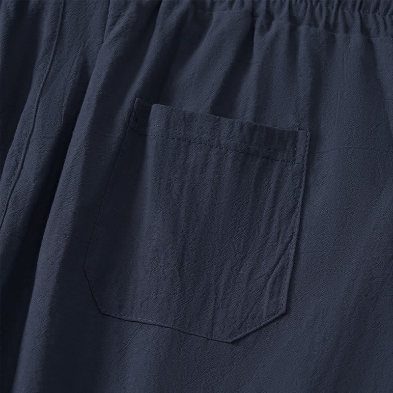 Buddha Stones Lässige, minimalistische Caprihose für Herren mit Kordelzug, geradem Bein und Tasche - image 13