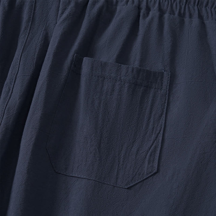 Buddha Stones Lässige, minimalistische Caprihose für Herren mit Kordelzug, geradem Bein und Tasche - image 13