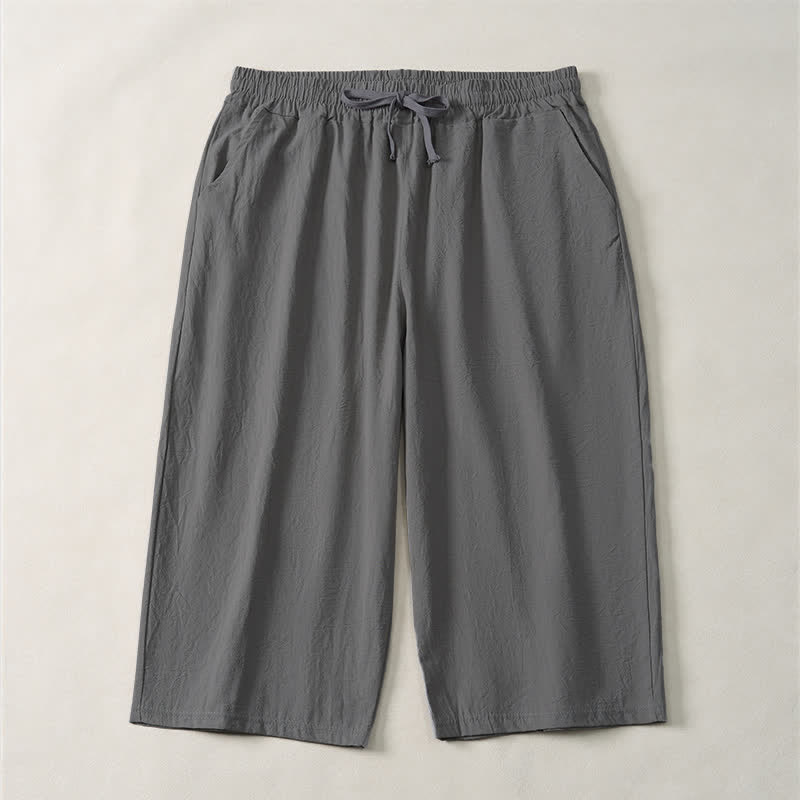 Buddha Stones Lässige, minimalistische Caprihose für Herren mit Kordelzug, geradem Bein und Tasche - DimGray - US/UK/AU44, EU54 (3XL) - image 16