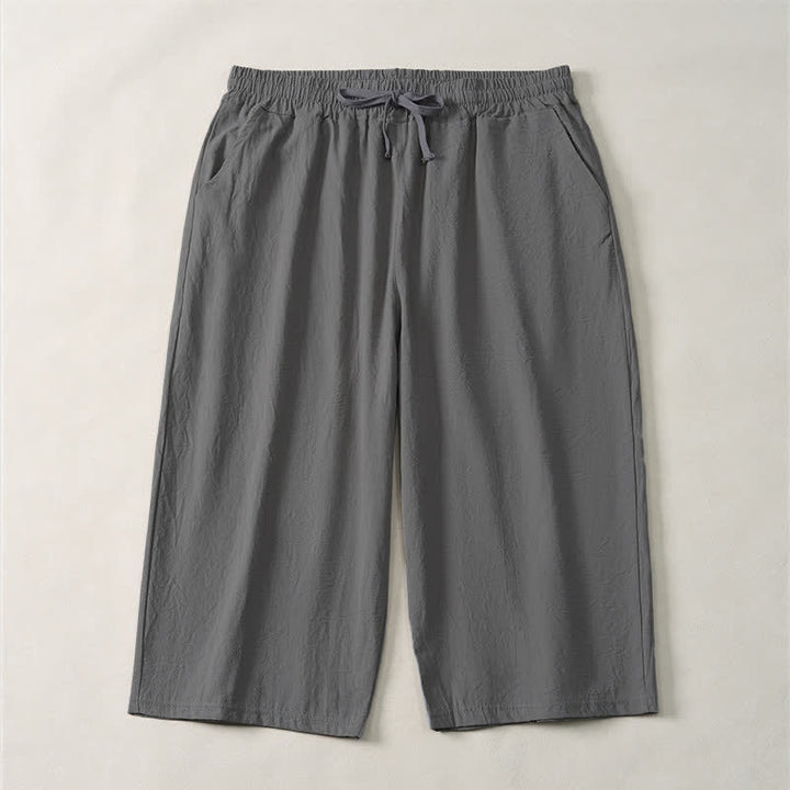 Buddha Stones Lässige, minimalistische Caprihose für Herren mit Kordelzug, geradem Bein und Tasche - DimGray - US/UK/AU44, EU54 (3XL) - image 16