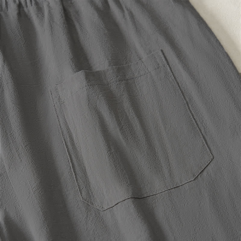 Buddha Stones Lässige, minimalistische Caprihose für Herren mit Kordelzug, geradem Bein und Tasche - image 20