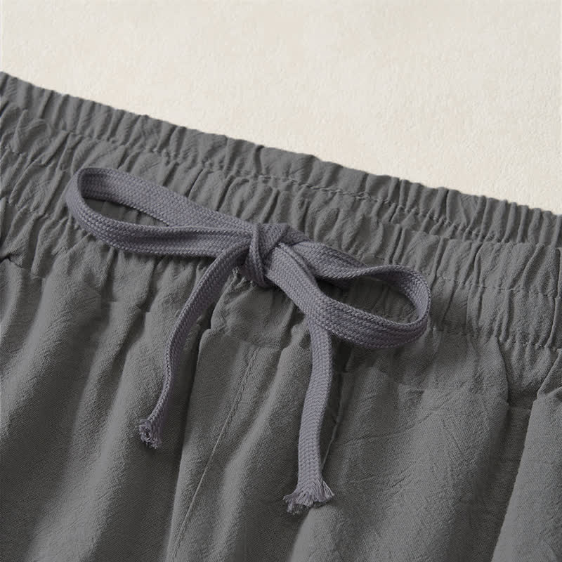 Buddha Stones Lässige, minimalistische Caprihose für Herren mit Kordelzug, geradem Bein und Tasche - image 19