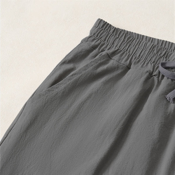 Buddha Stones Lässige, minimalistische Caprihose für Herren mit Kordelzug, geradem Bein und Tasche - image 18