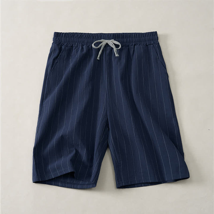 Buddha Stones Lässige, gestreifte Herren-Shorts mit Kordelzug und Taschen für den Sommer - Mitternachtsblau - US/UK/AU44, EU54 (3XL) - image 0
