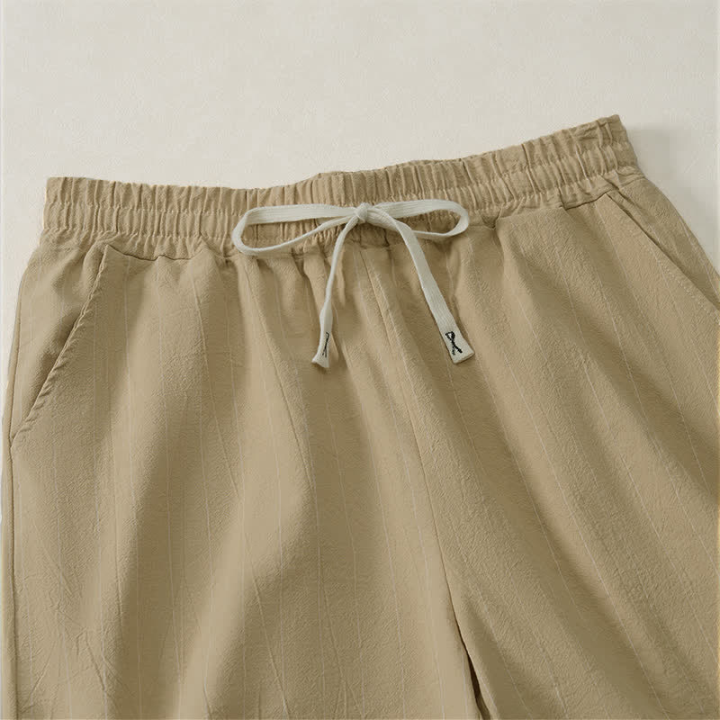 Buddha Stones Lässige, gestreifte Herren-Shorts mit Kordelzug und Taschen für den Sommer - image 9