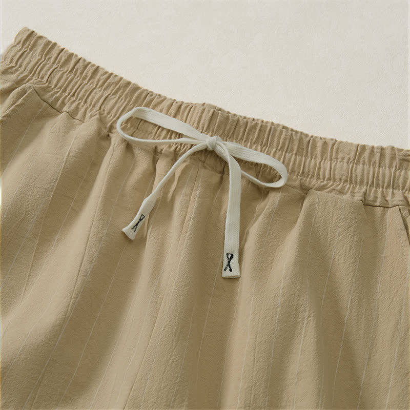 Buddha Stones Lässige, gestreifte Herren-Shorts mit Kordelzug und Taschen für den Sommer - image 11