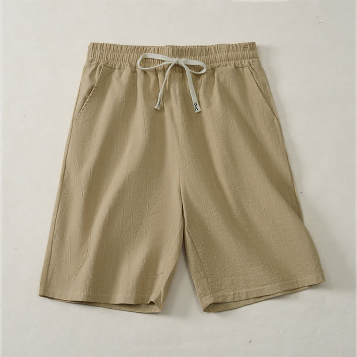 Buddha Stones Lässige, gestreifte Herren-Shorts mit Kordelzug und Taschen für den Sommer - Bräunen - US/UK/AU44, EU54 (3XL) - image 7